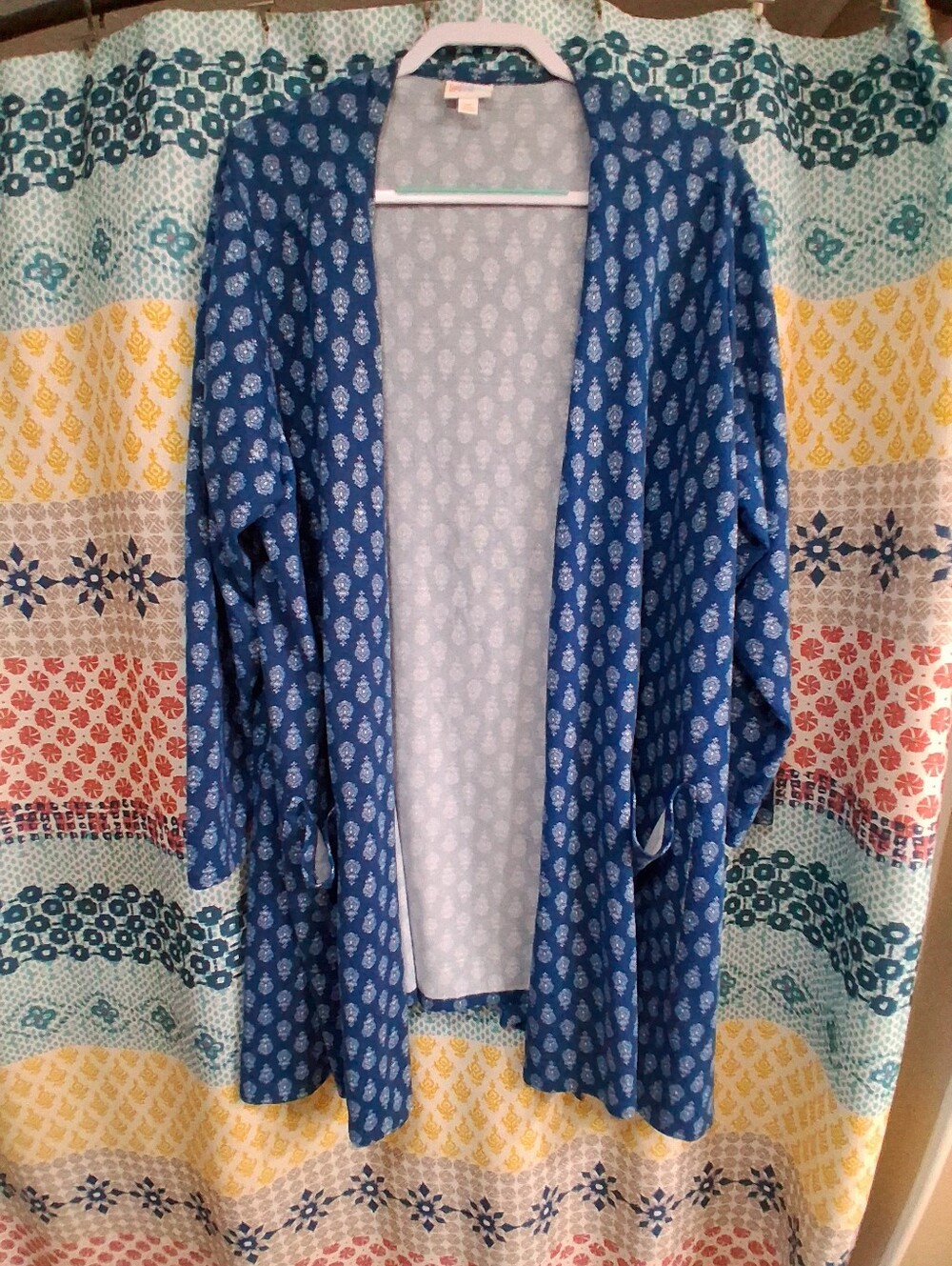 Lularoe Blue Printed Open-Front Women's Sweater Cardigan